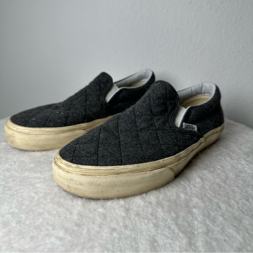 Vans Classic Gray Quilted Slip-On Loafers Canvas Unisex Men’s 5.0 Or Women’s 6.5 - Picture 3 of 15